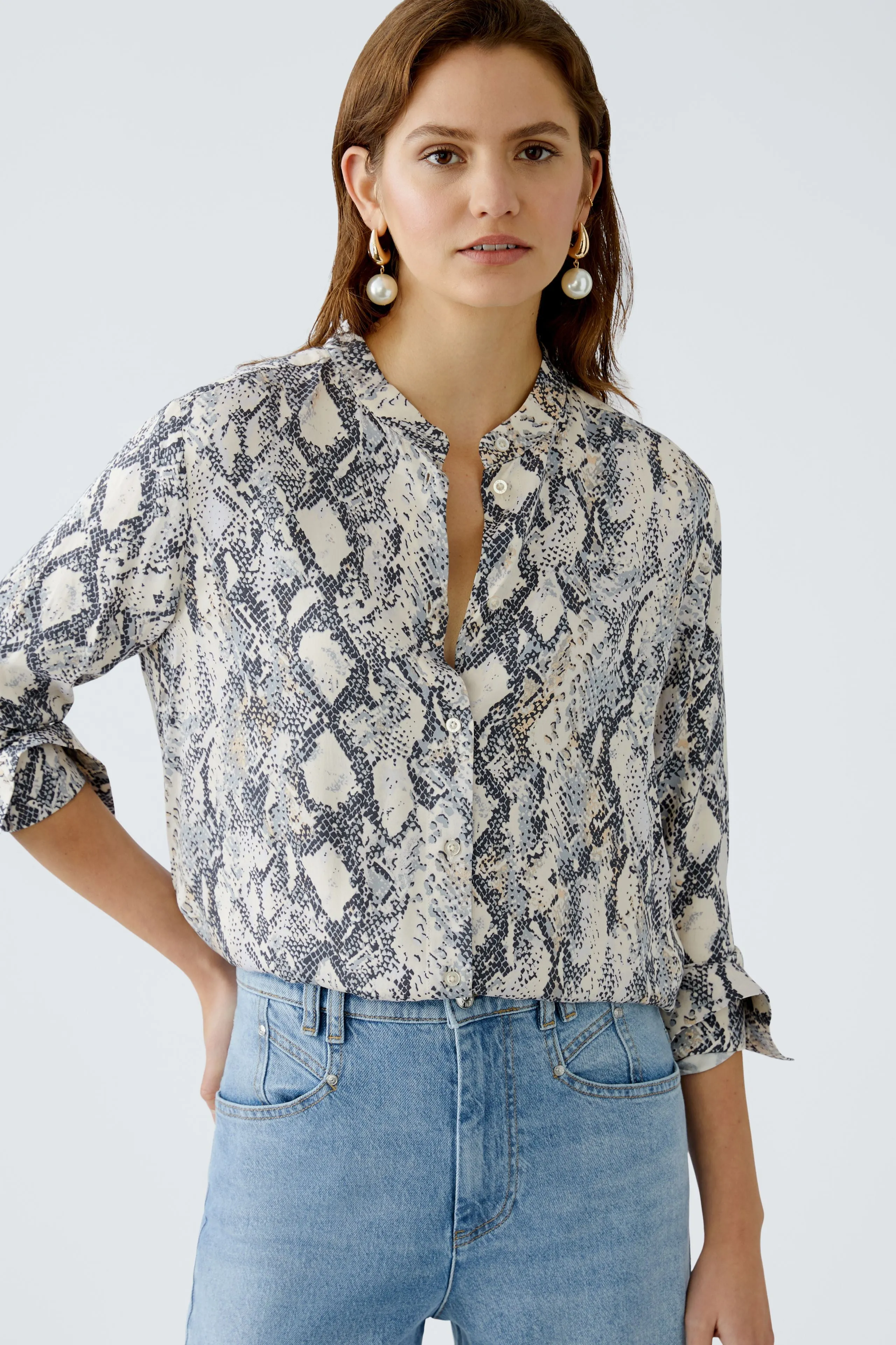 Oui Snake Print Long Sleeve Shirt