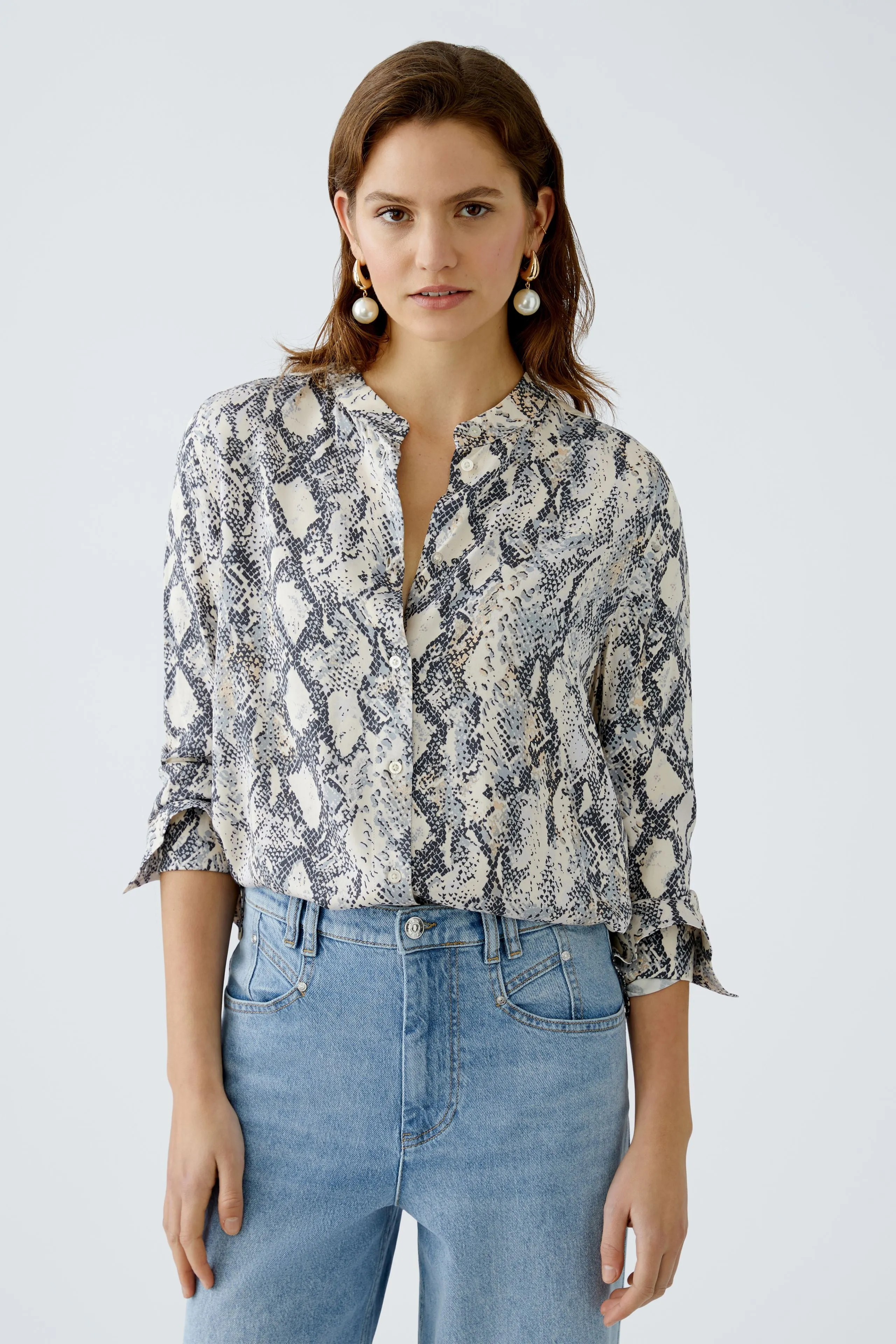 Oui Snake Print Long Sleeve Shirt