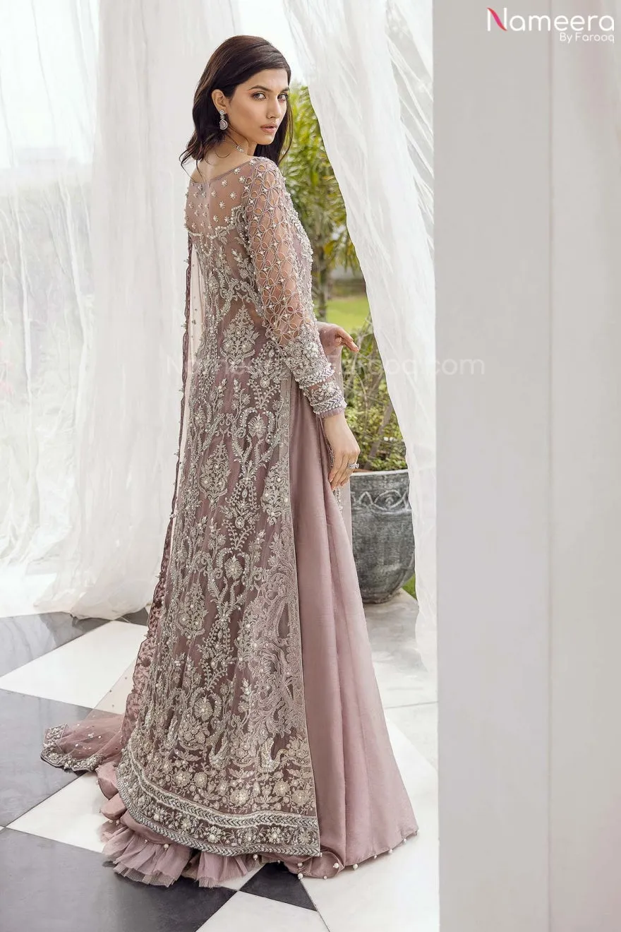 Pakistani Designer Bridal Lavender Lehenga Gown #BN973