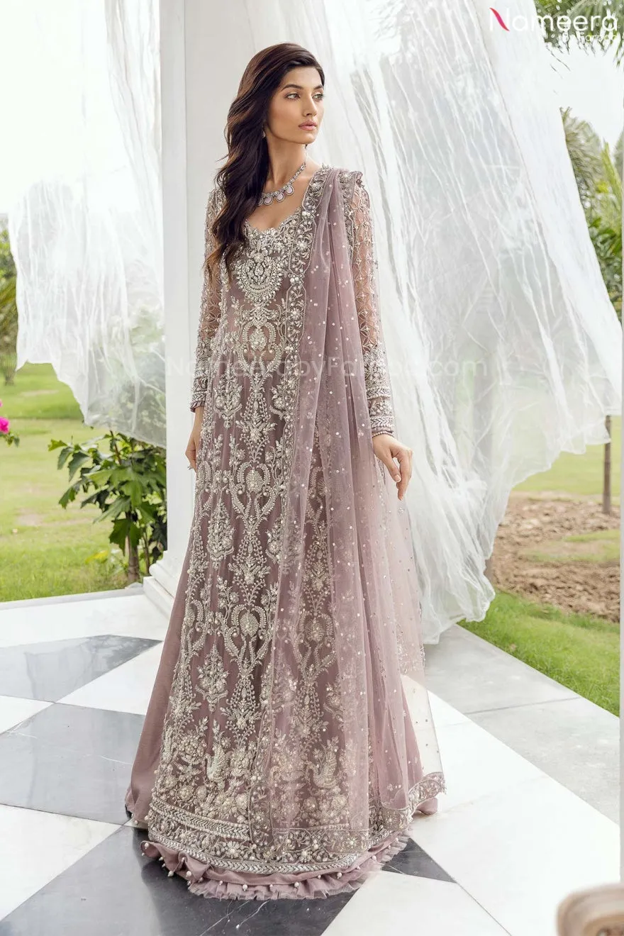 Pakistani Designer Bridal Lavender Lehenga Gown #BN973