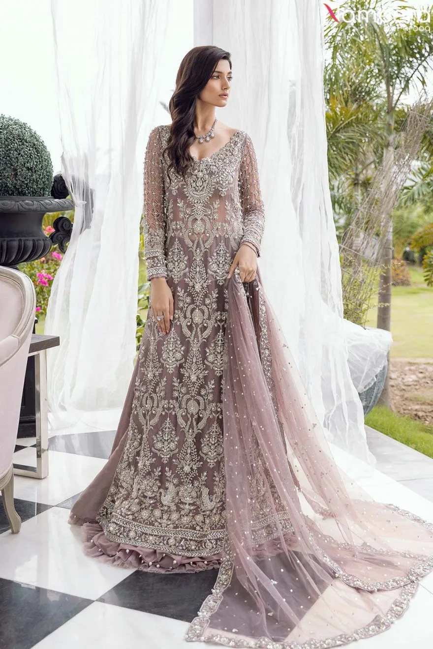 Pakistani Designer Bridal Lavender Lehenga Gown #BN973