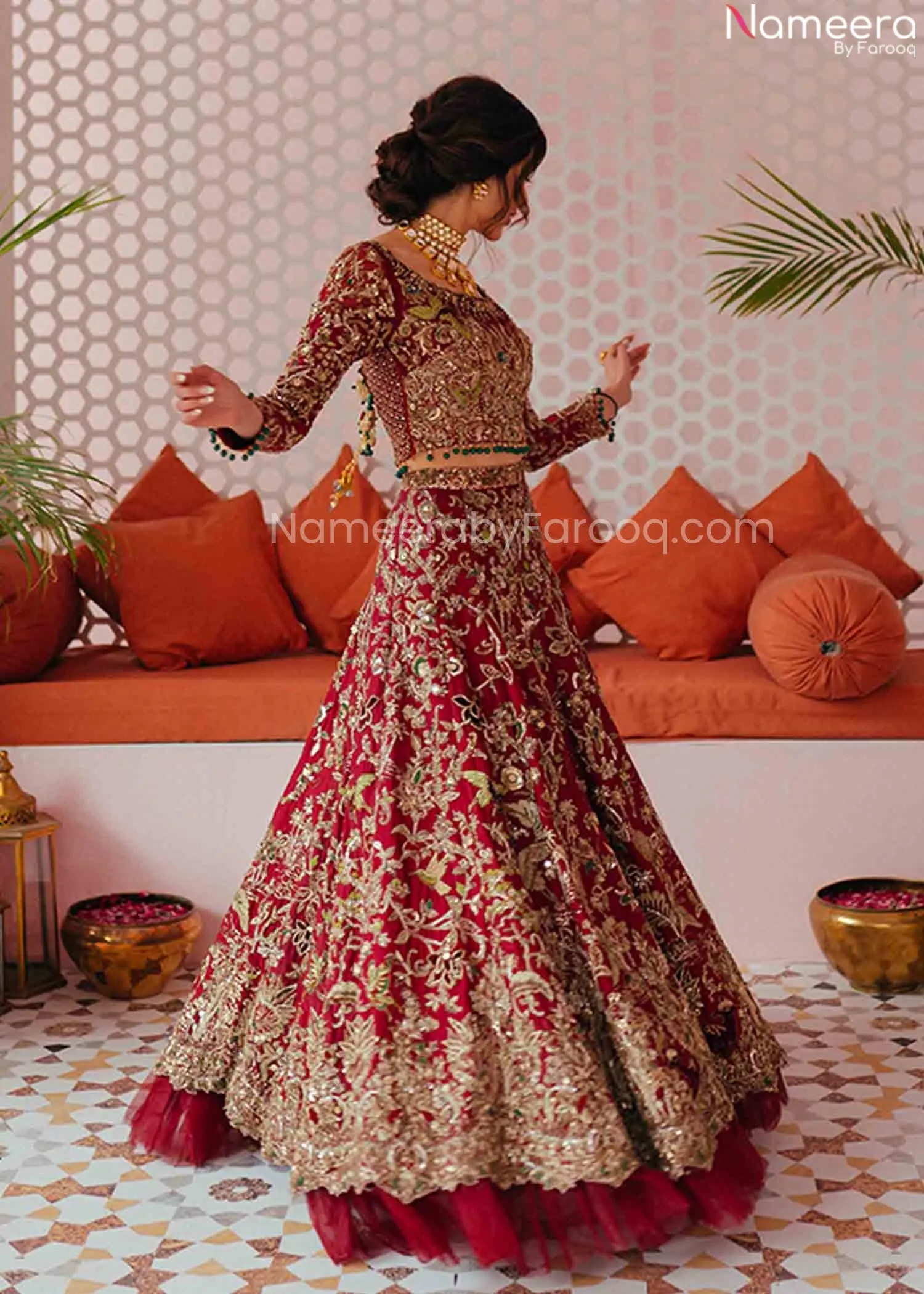 Pakistani Dulhan Dress in Pink Lehenga Choli #BN953