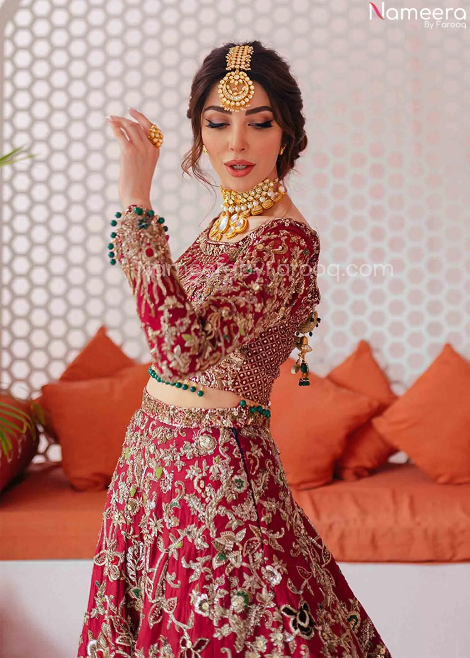 Pakistani Dulhan Dress in Pink Lehenga Choli #BN953