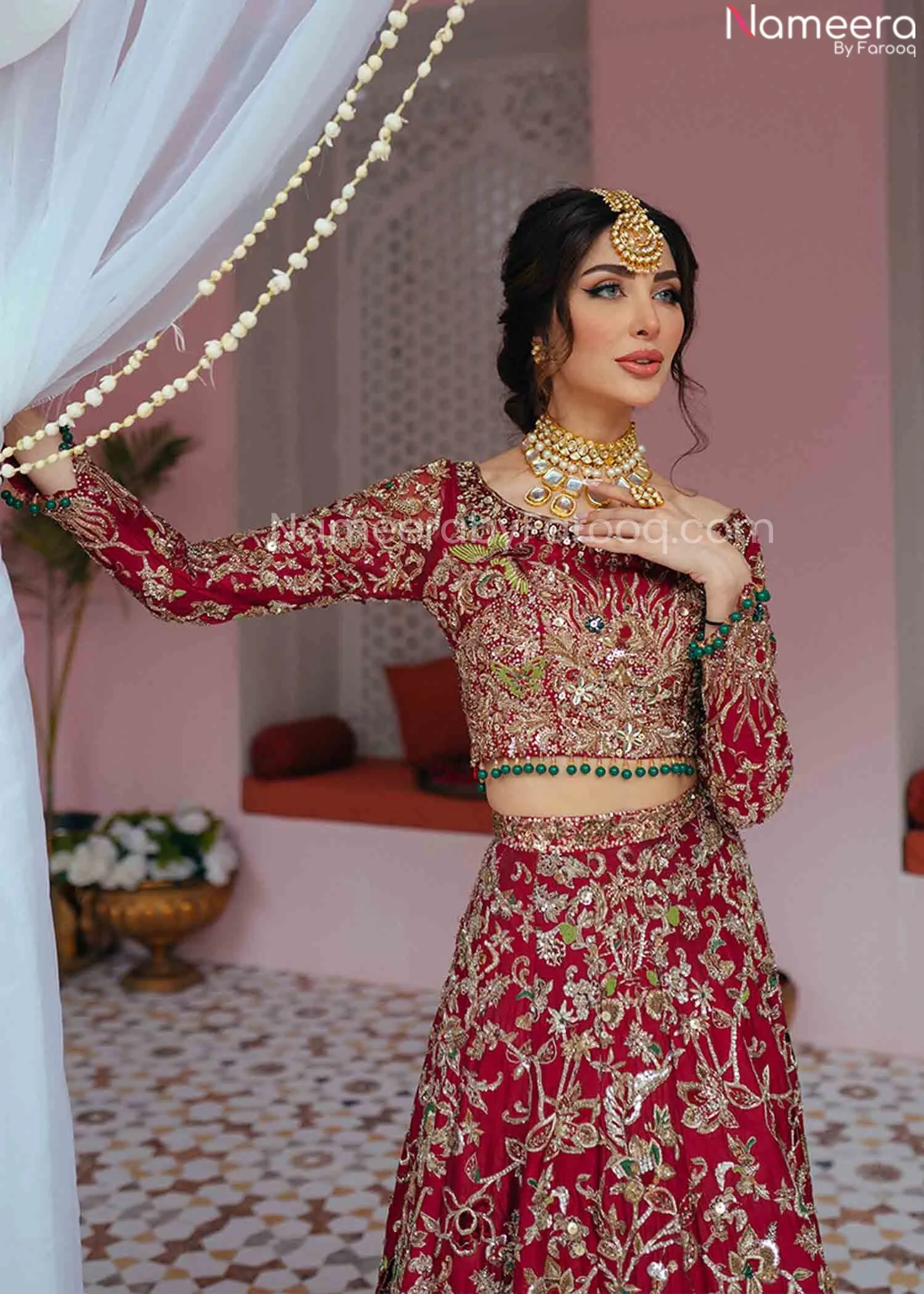 Pakistani Dulhan Dress in Pink Lehenga Choli #BN953