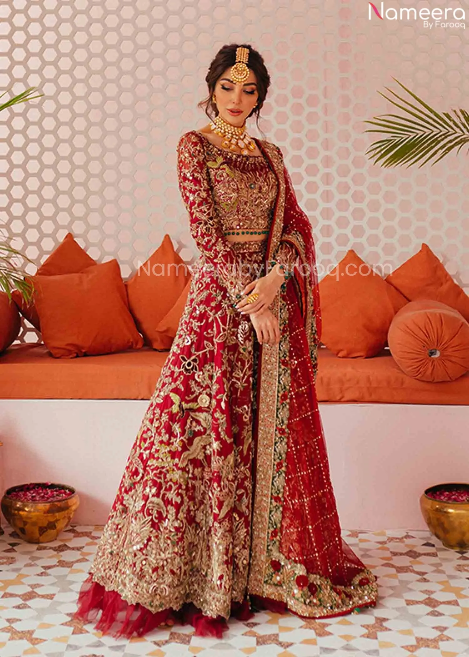 Pakistani Dulhan Dress in Pink Lehenga Choli #BN953