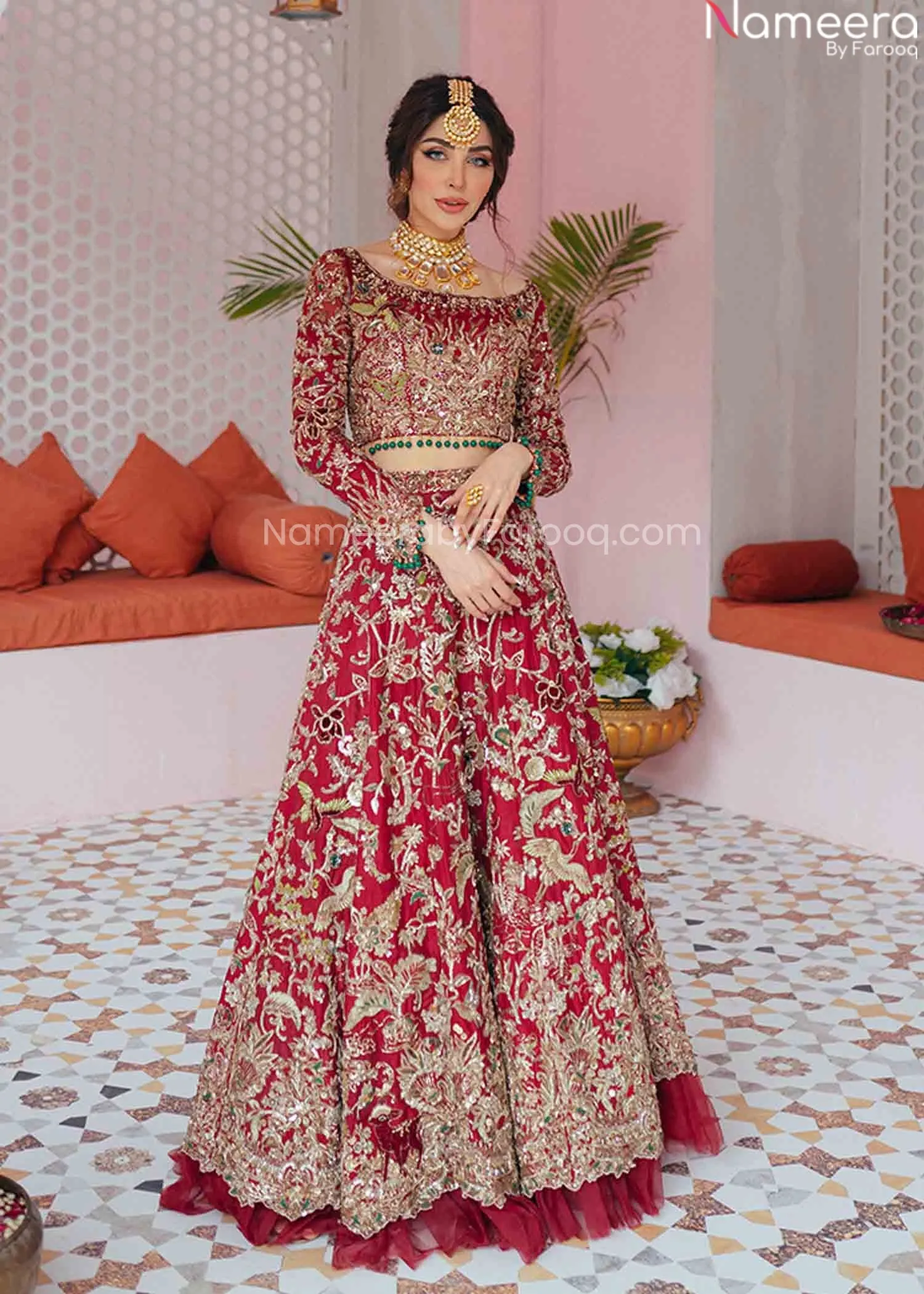 Pakistani Dulhan Dress in Pink Lehenga Choli #BN953