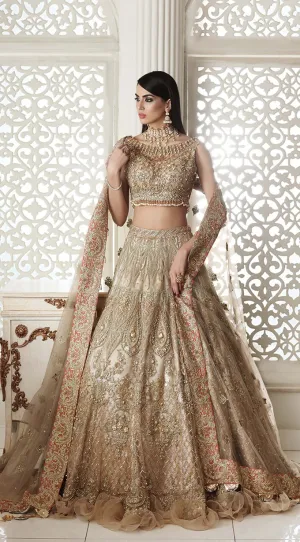 Pakistani Gold Designer Lehenga Choli for Bridal #BN1101