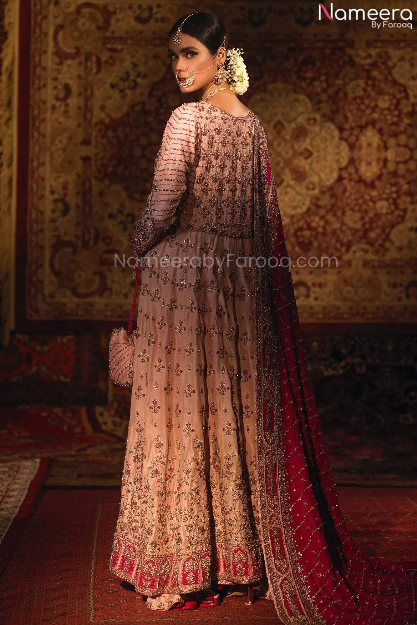 Pakistani Pink Bridal Lehenga Wedding Attire #BN976