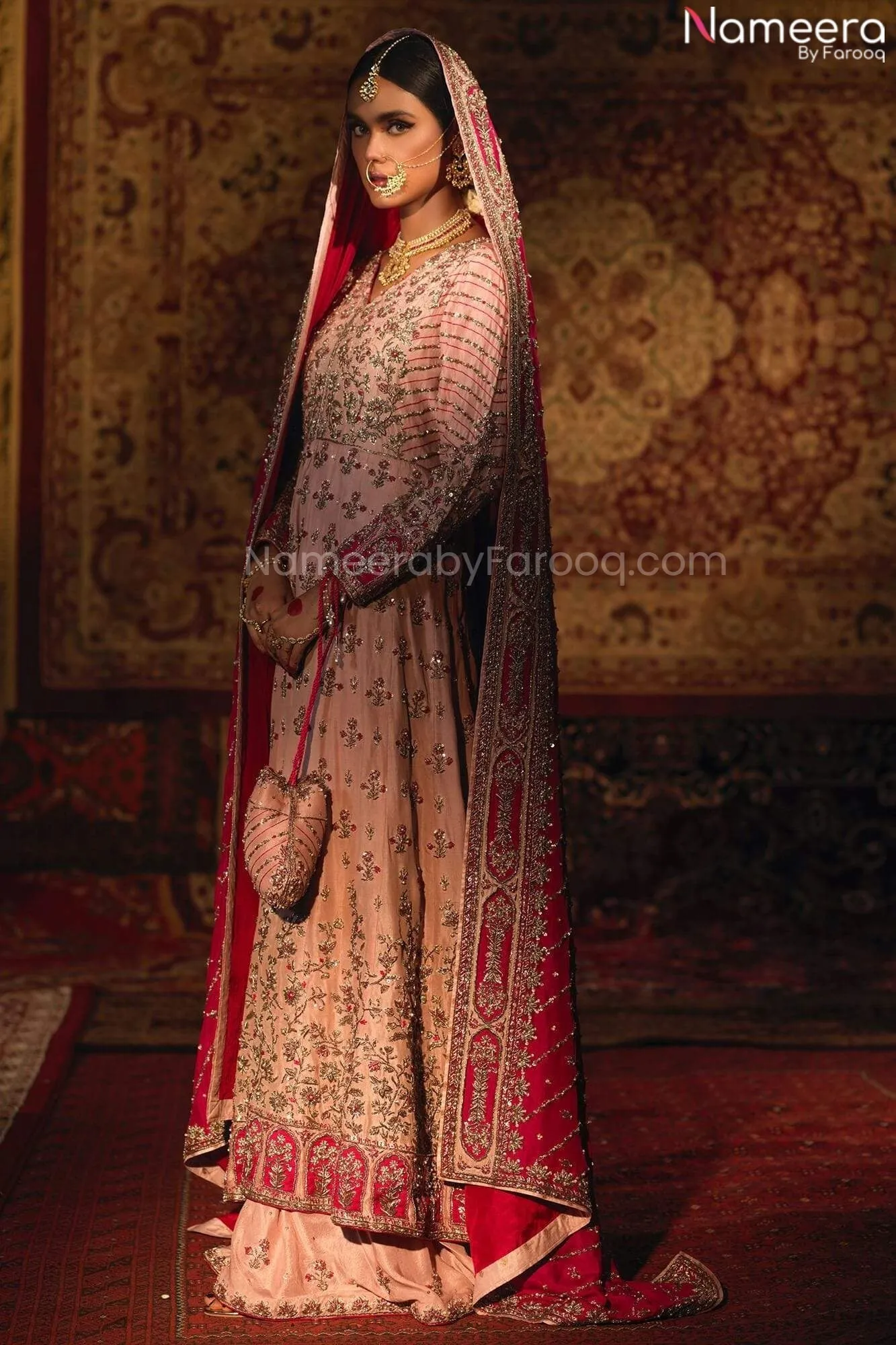 Pakistani Pink Bridal Lehenga Wedding Attire #BN976