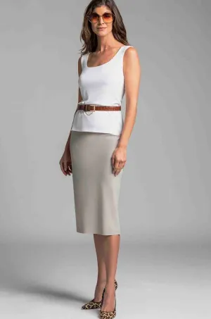 Paula Ryan - Stretch Pencil Skirt in Sand