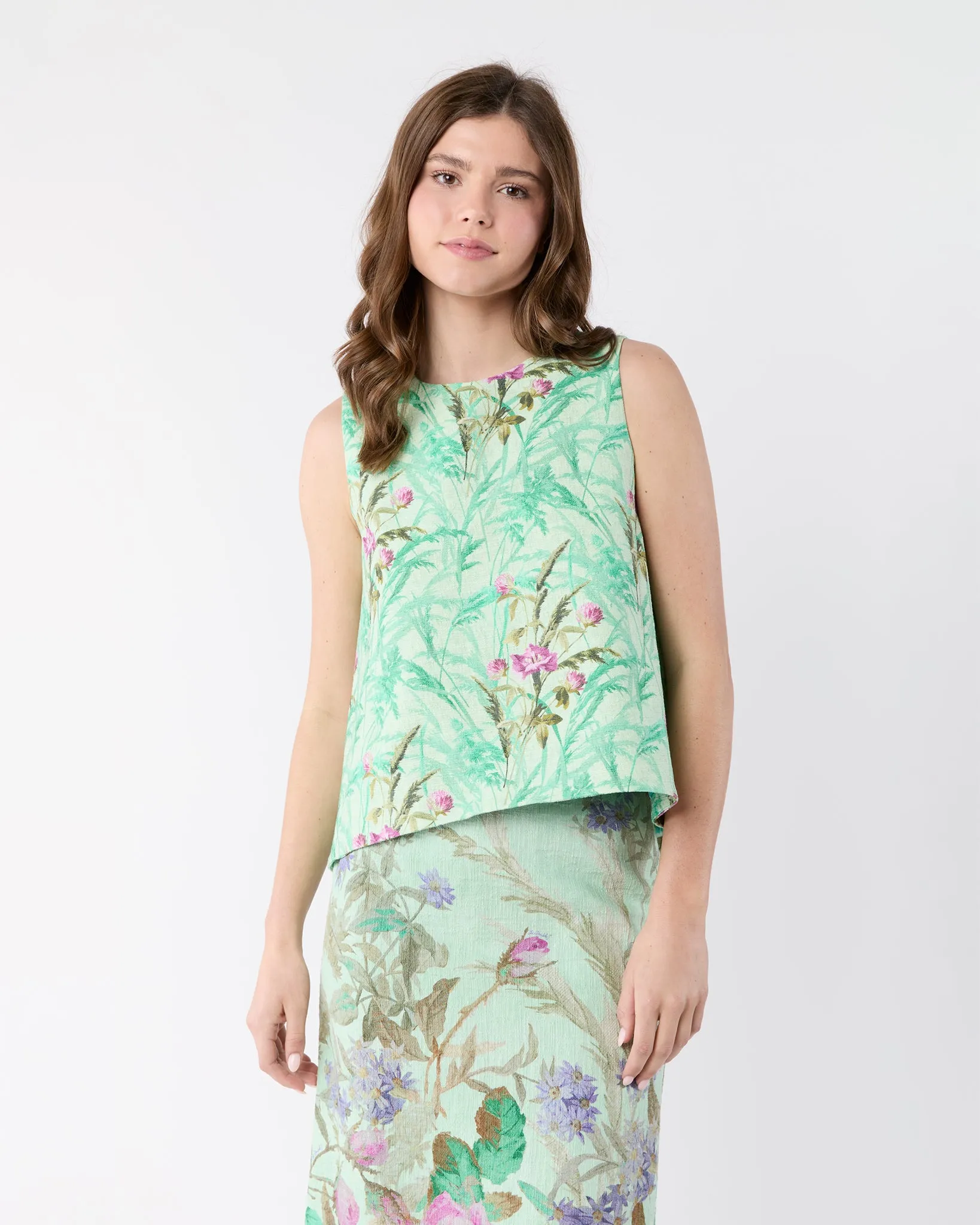 Pencil Skirt in Heath Mint Rustic Shot Cotton