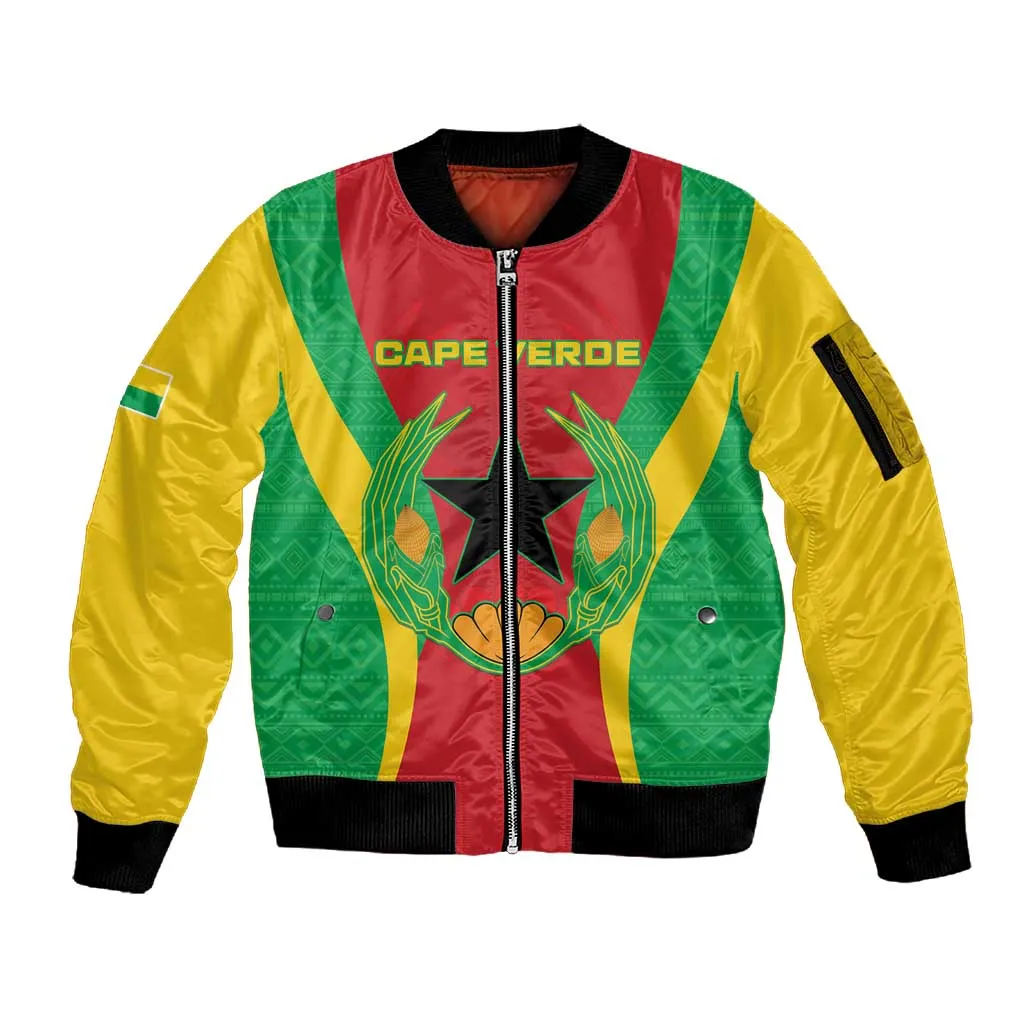 Personalised Afro Cape Verde (1975-1992) Sleeve Zip Bomber Jacket Mix African Pattern LT15
