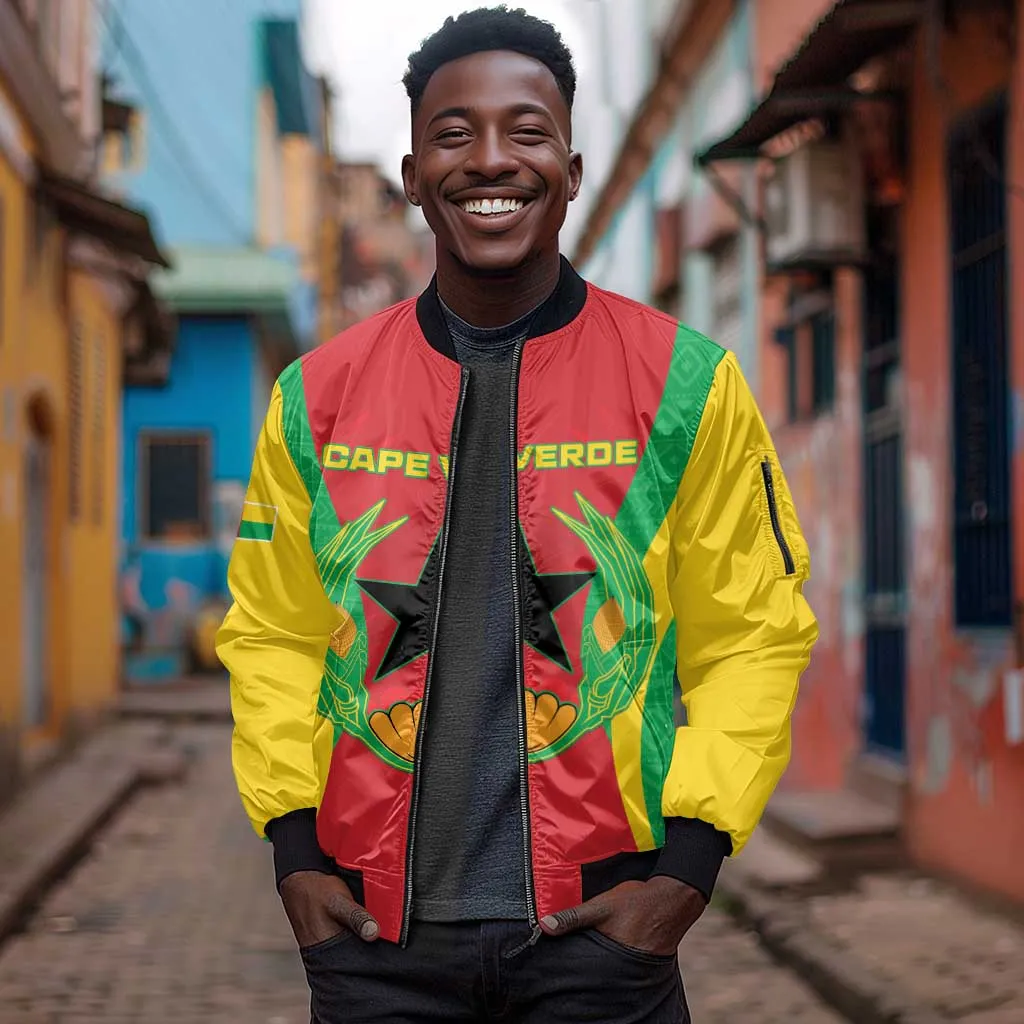 Personalised Afro Cape Verde (1975-1992) Sleeve Zip Bomber Jacket Mix African Pattern LT15