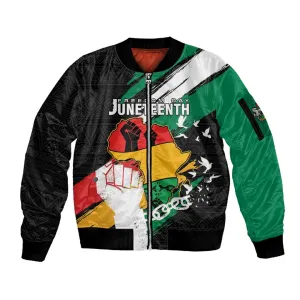 Personalised Afro Nigeria Juneteenth Sleeve Zip Bomber Jacket Freedom Day LT15