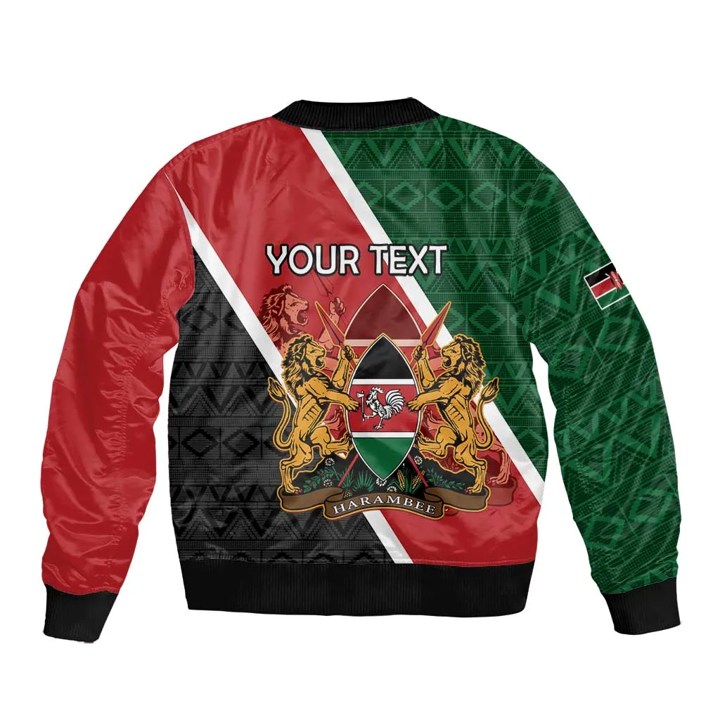 Personalised Kenya Bomber Jacket Flag Style - African Pattern LT15