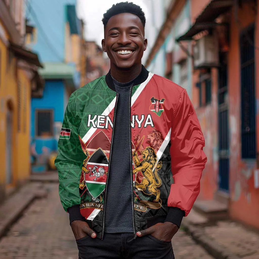 Personalised Kenya Bomber Jacket Flag Style - African Pattern LT15