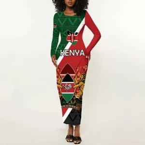 Personalised Kenya Long Sleeve Bodycon Dress Flag Style - African Pattern LT15