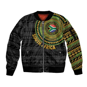 Personalised South Africa African Tribal Pattern Sleeve Zip Bomber Jacket Chest Arm Tattoo LT15