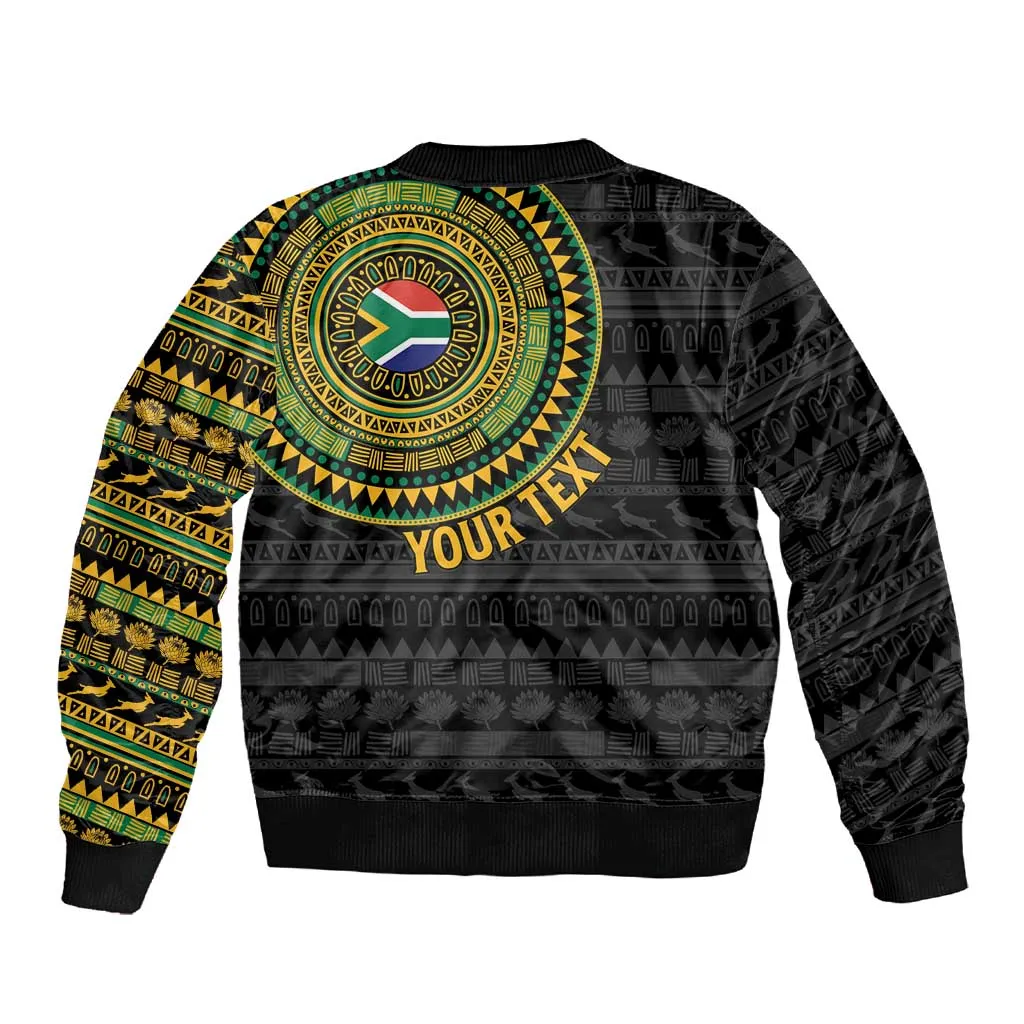 Personalised South Africa African Tribal Pattern Sleeve Zip Bomber Jacket Chest Arm Tattoo LT15
