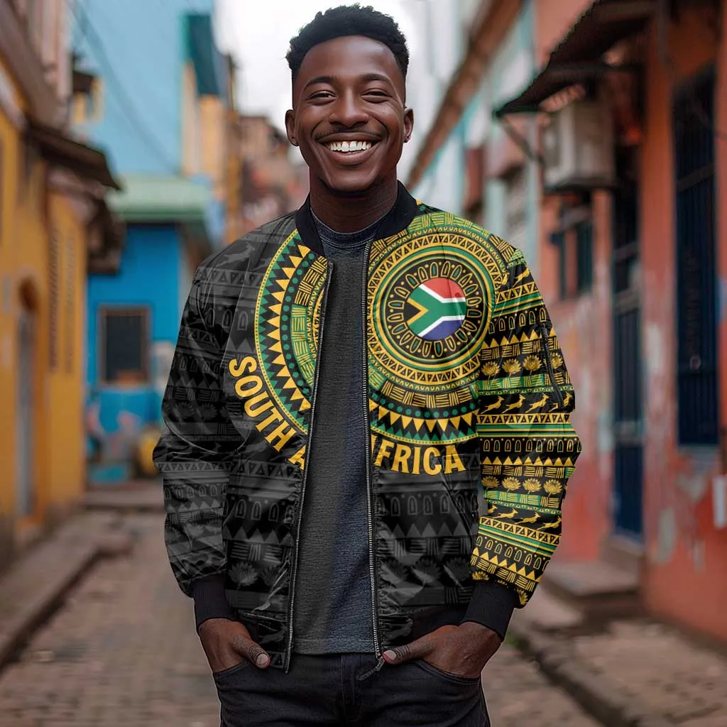Personalised South Africa African Tribal Pattern Sleeve Zip Bomber Jacket Chest Arm Tattoo LT15