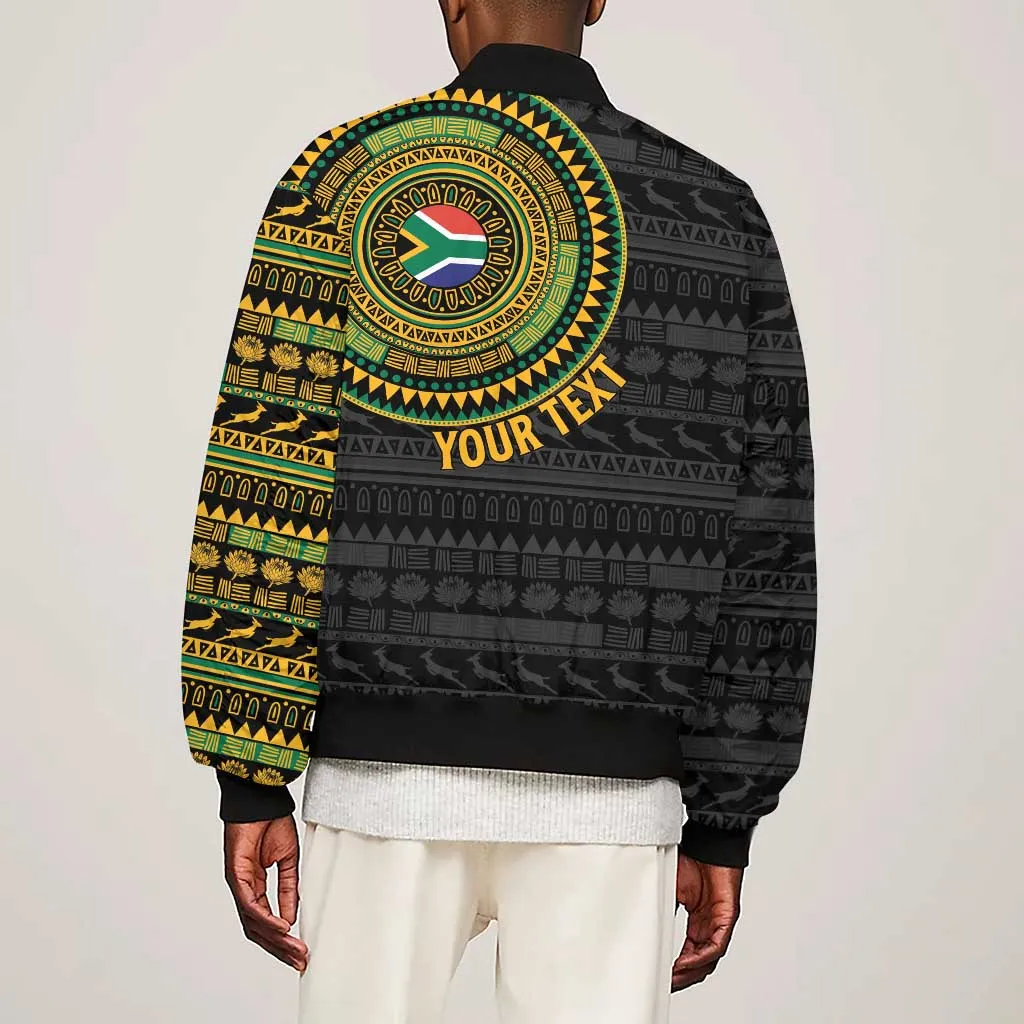 Personalised South Africa African Tribal Pattern Sleeve Zip Bomber Jacket Chest Arm Tattoo LT15