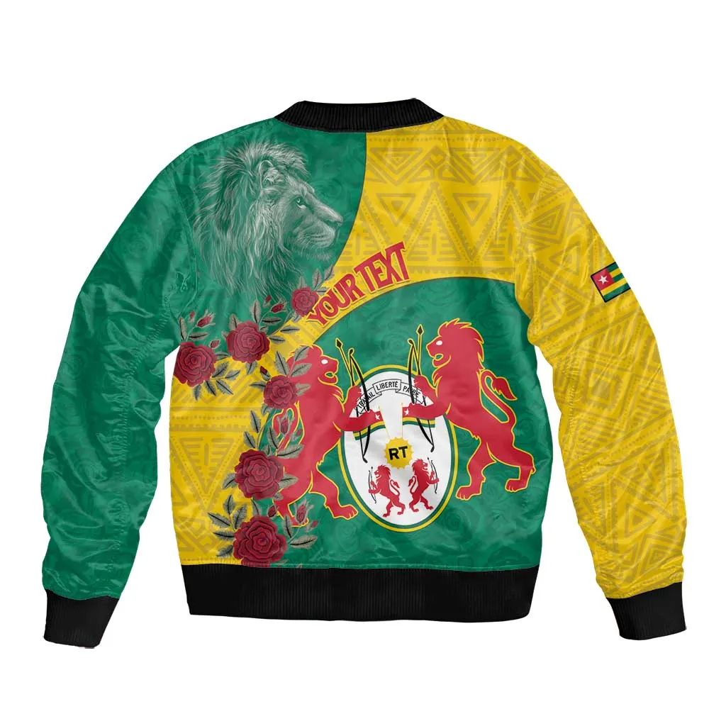 Personalised Togo Bomber Jacket Coat Of Arms - African Mix Rose Pattern LT15