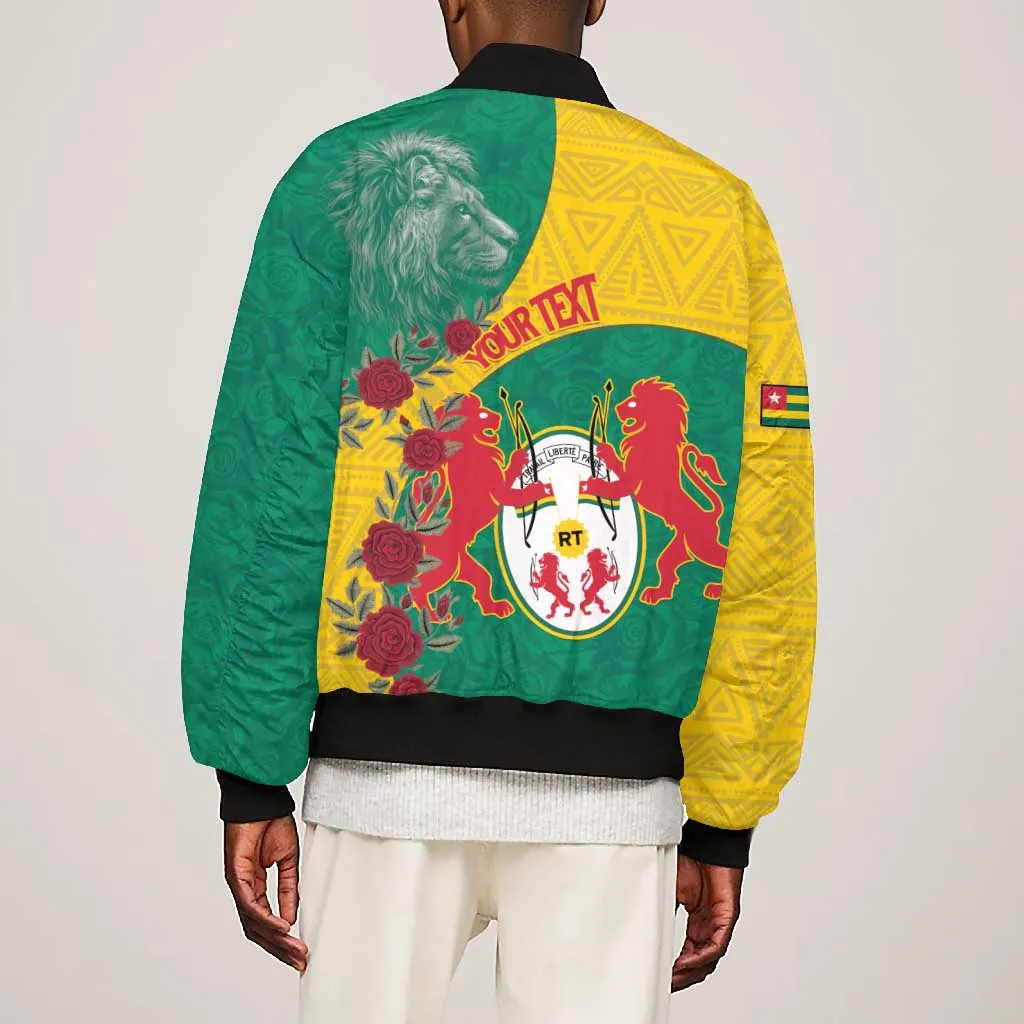 Personalised Togo Bomber Jacket Coat Of Arms - African Mix Rose Pattern LT15