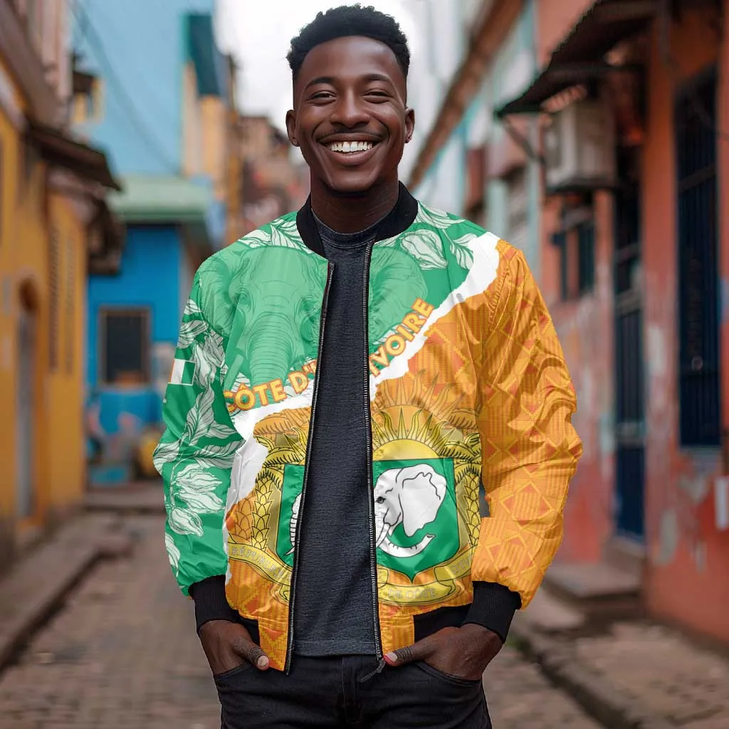 Personalized Afro Ivory Coast Bomber Jacket Coat Of Arms With Kente Pattern LT15