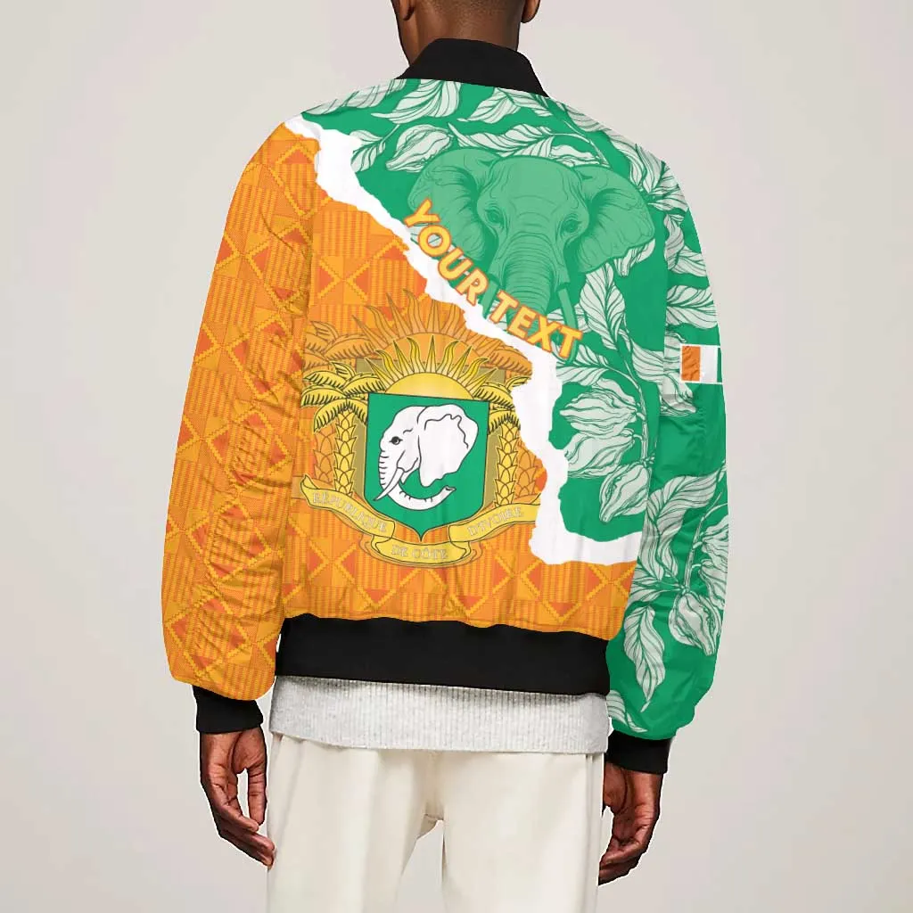 Personalized Afro Ivory Coast Bomber Jacket Coat Of Arms With Kente Pattern LT15