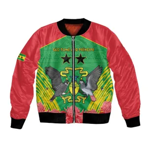 Personalized Afro Sao Tome and Principe Bomber Jacket Coat Of Arms - African Pattern LT15