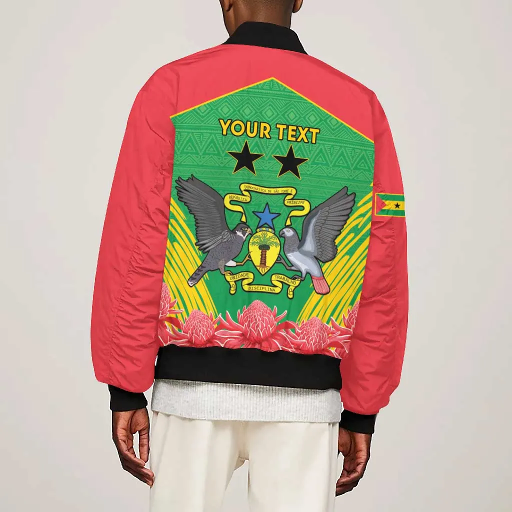 Personalized Afro Sao Tome and Principe Bomber Jacket Coat Of Arms - African Pattern LT15