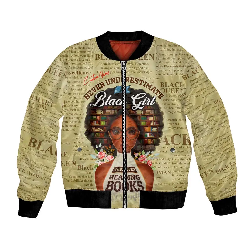 Personalized Black Girl African Bomber Jacket Never Underestimate A Book Lover DT02