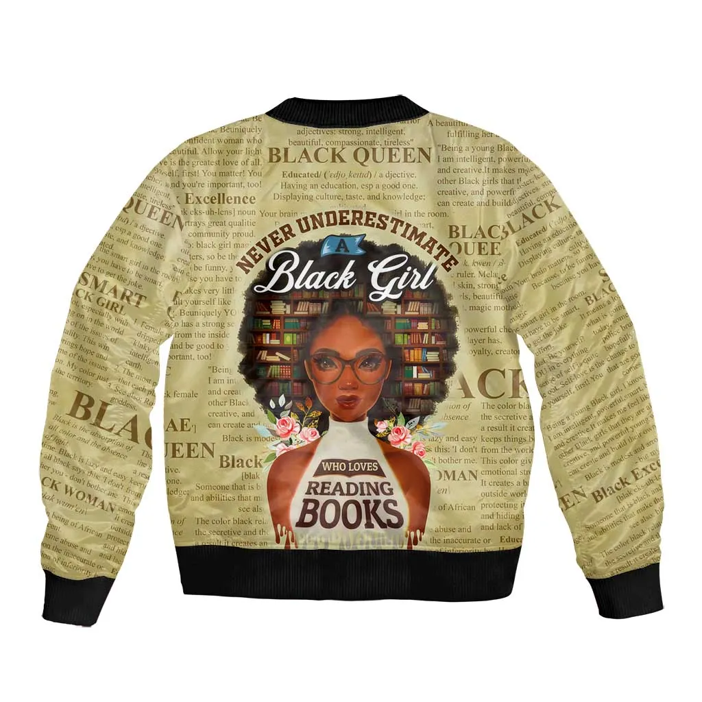 Personalized Black Girl African Bomber Jacket Never Underestimate A Book Lover DT02