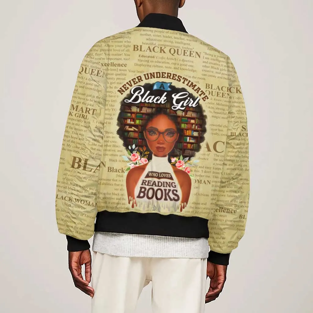 Personalized Black Girl African Bomber Jacket Never Underestimate A Book Lover DT02
