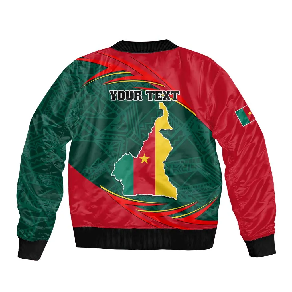 Personalized Cameroon Bomber Jacket with Cameroun Coat of Arms and African Pattern LT01