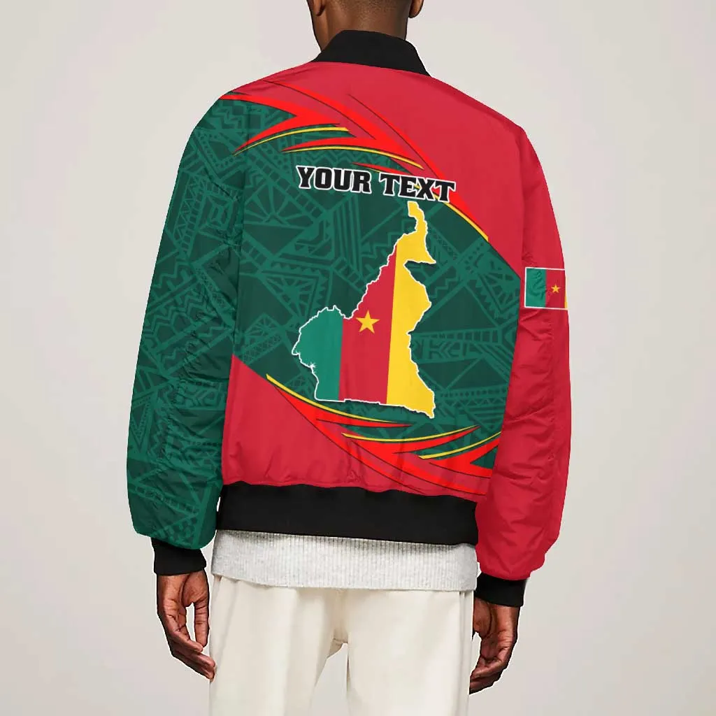 Personalized Cameroon Bomber Jacket with Cameroun Coat of Arms and African Pattern LT01