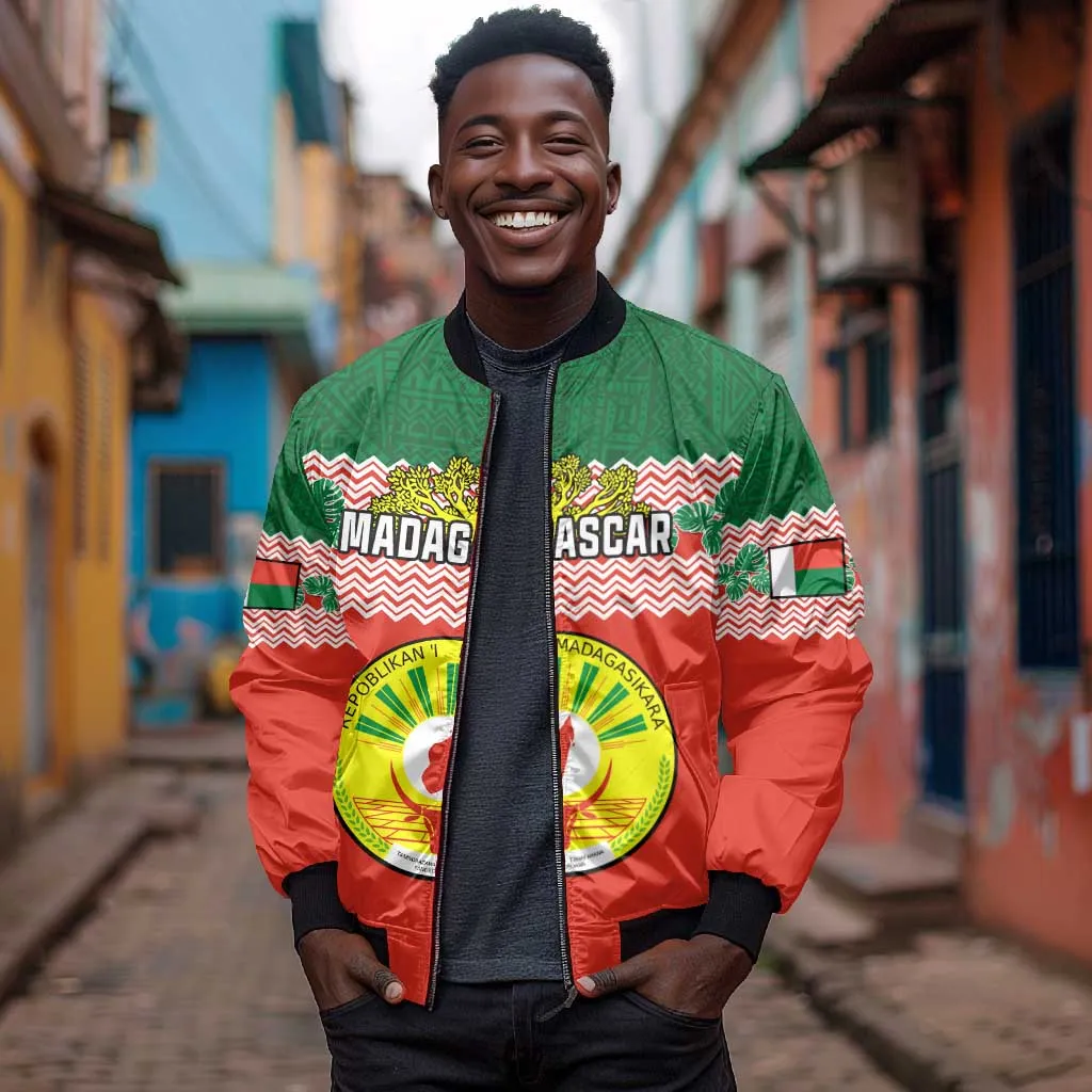 Personalized Madagascar Bomber Jacket with Madagasikara Seal and Baobab African Pattern LT01