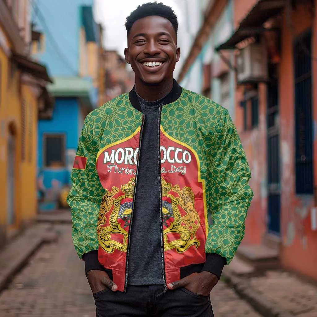 Personalized Morocco Fete du Trone Bomber Jacket King Lion LT15