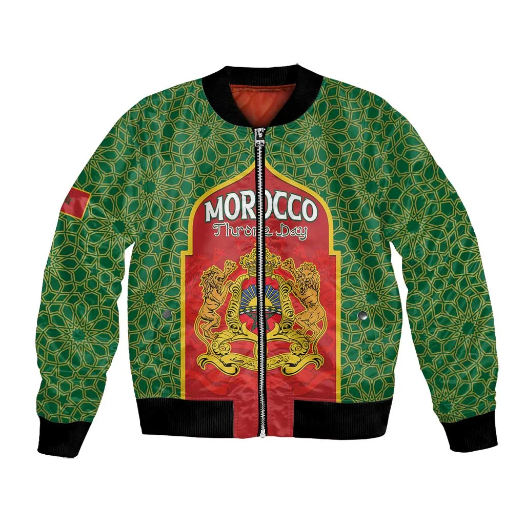 Personalized Morocco Fete du Trone Bomber Jacket King Lion LT15
