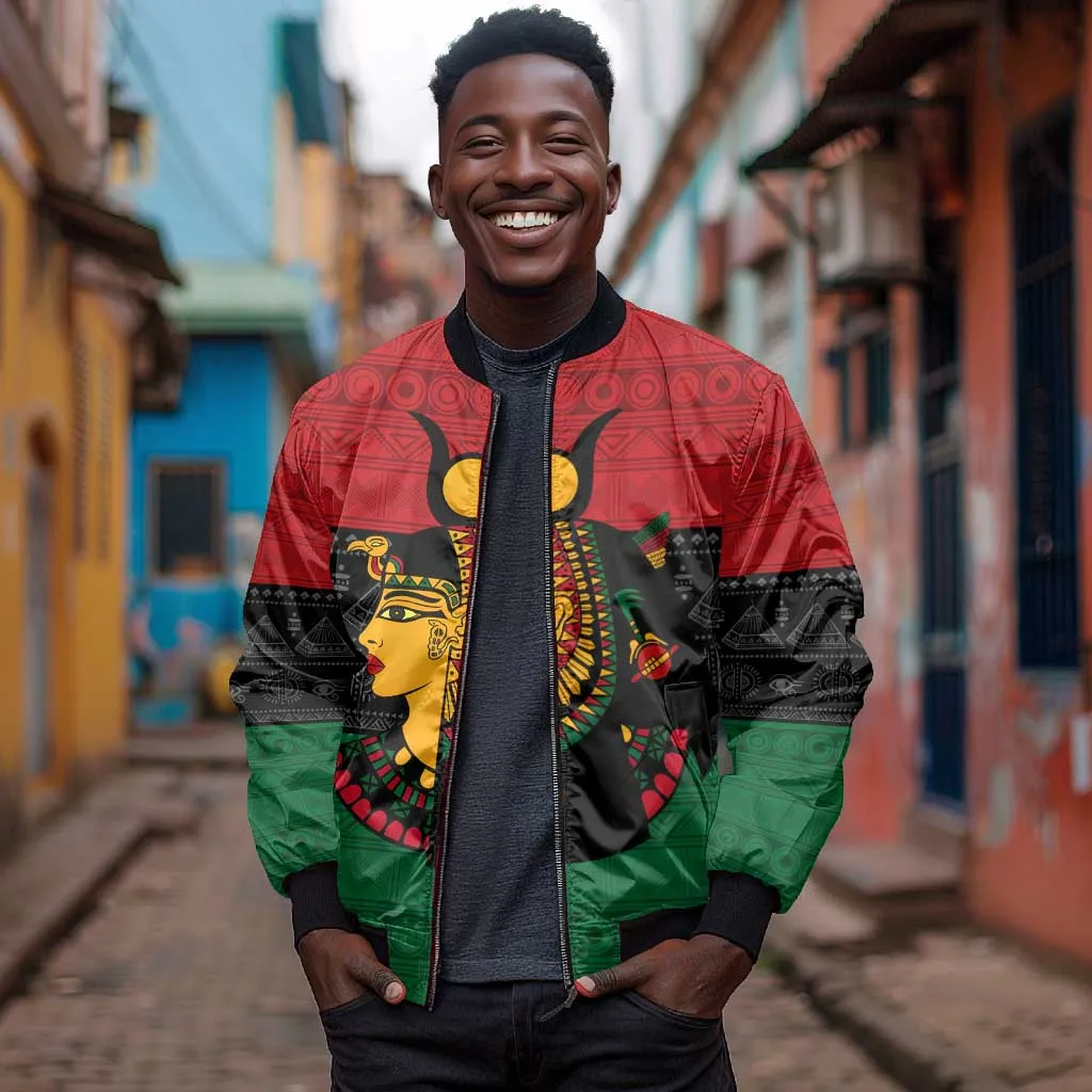 Personalized Queen of Egypt Bomber Jacket in Pan-African Colors DT02