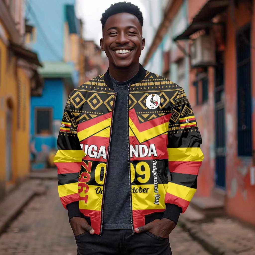 Personalized Uganda Bomber Jacket African Pattern - Independence Day 1962 LT01