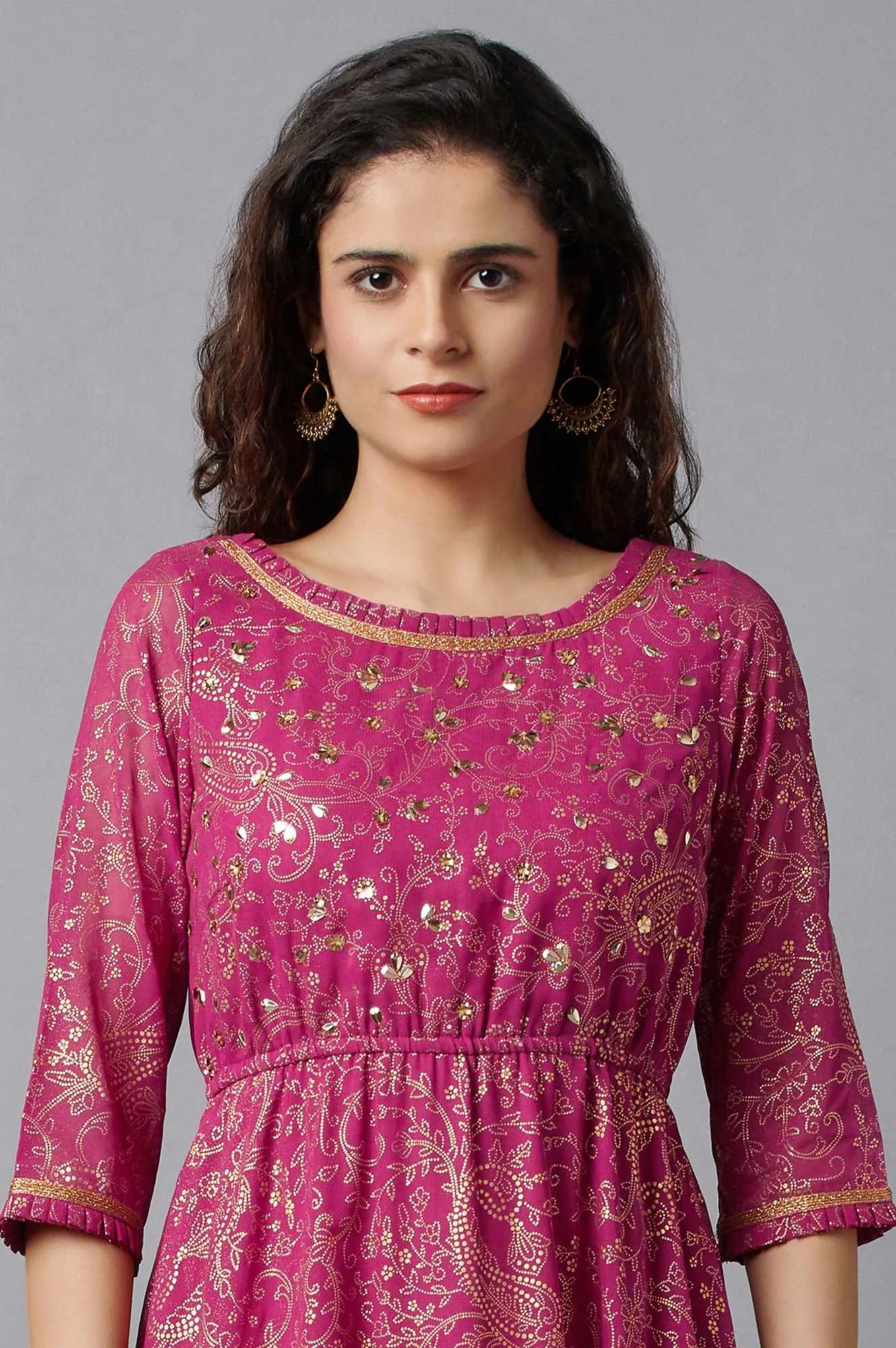 Pink Floral Printed Dress