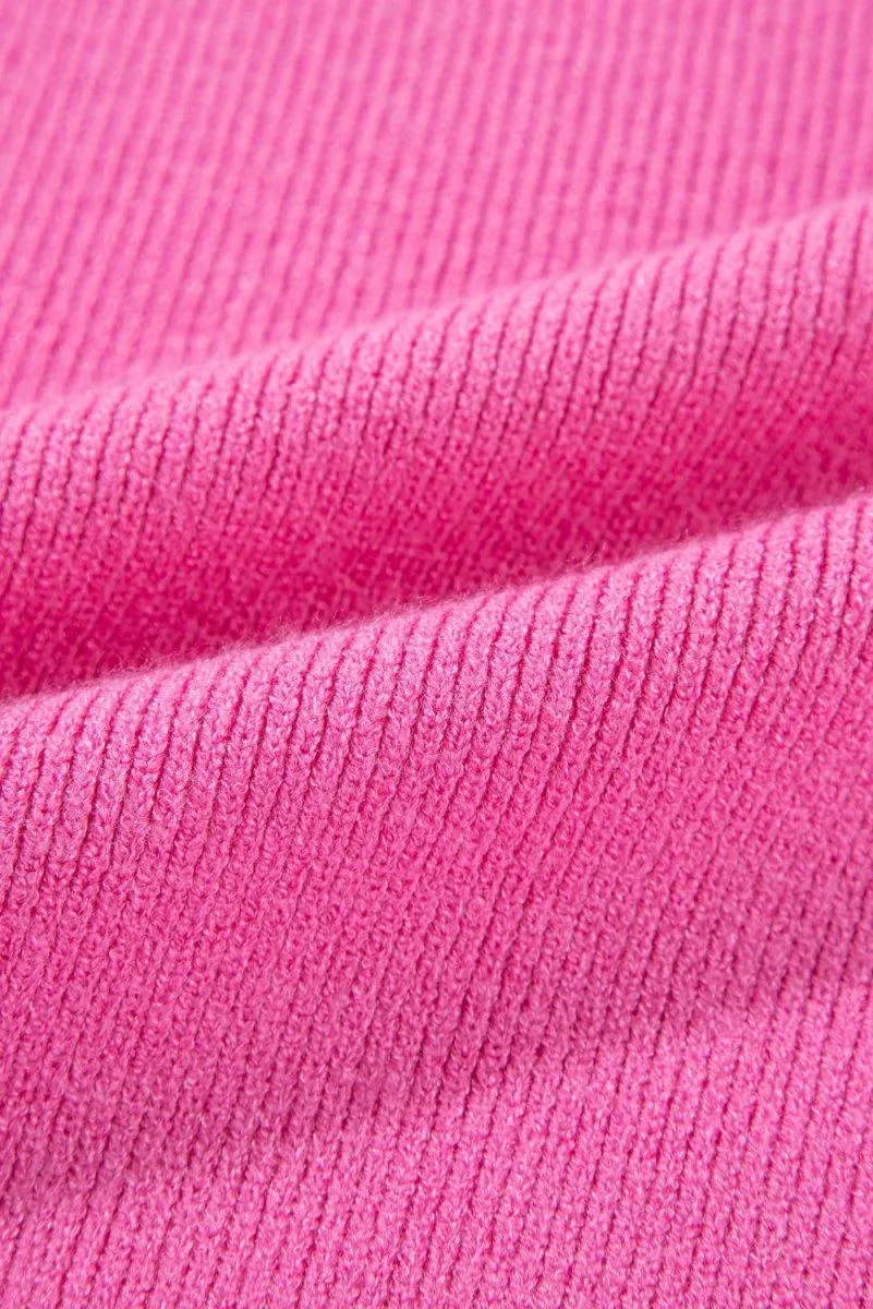 Pink Knit Multicolor Sweater Top