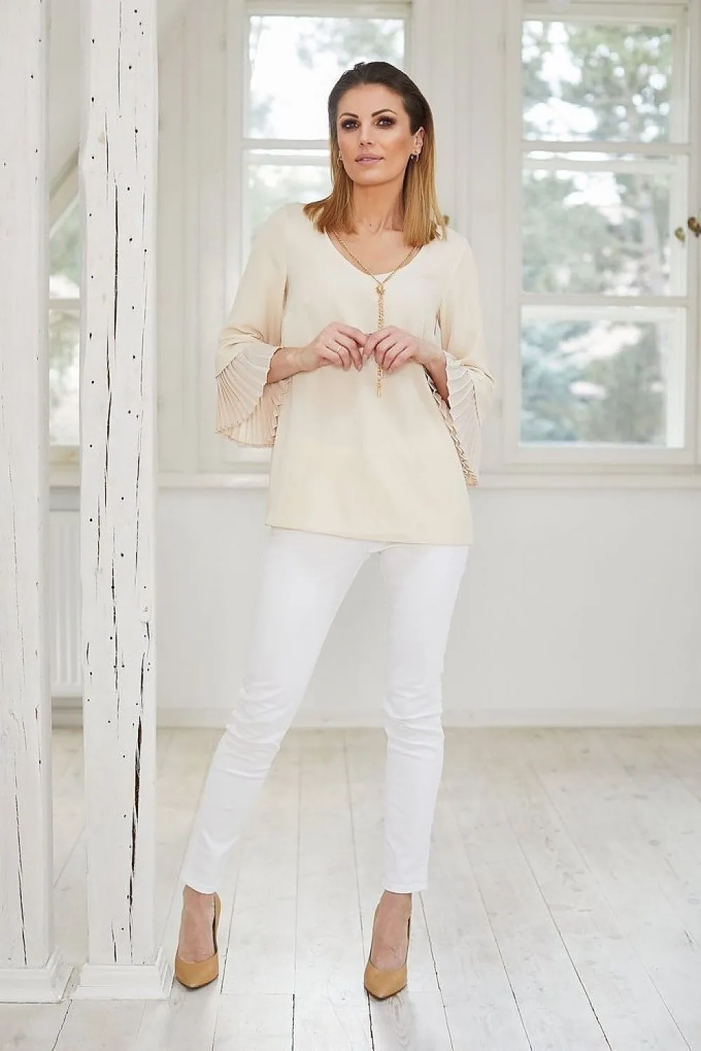 Pleated Sleeve Elegance Blouse