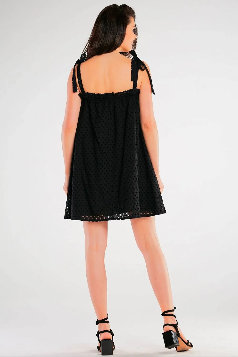 Pleated Tie-Strap Flared Dress