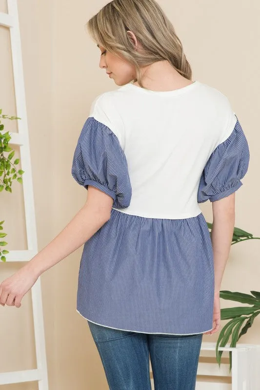 Polka Dot Balloon Sleeve Baby Doll Tunic