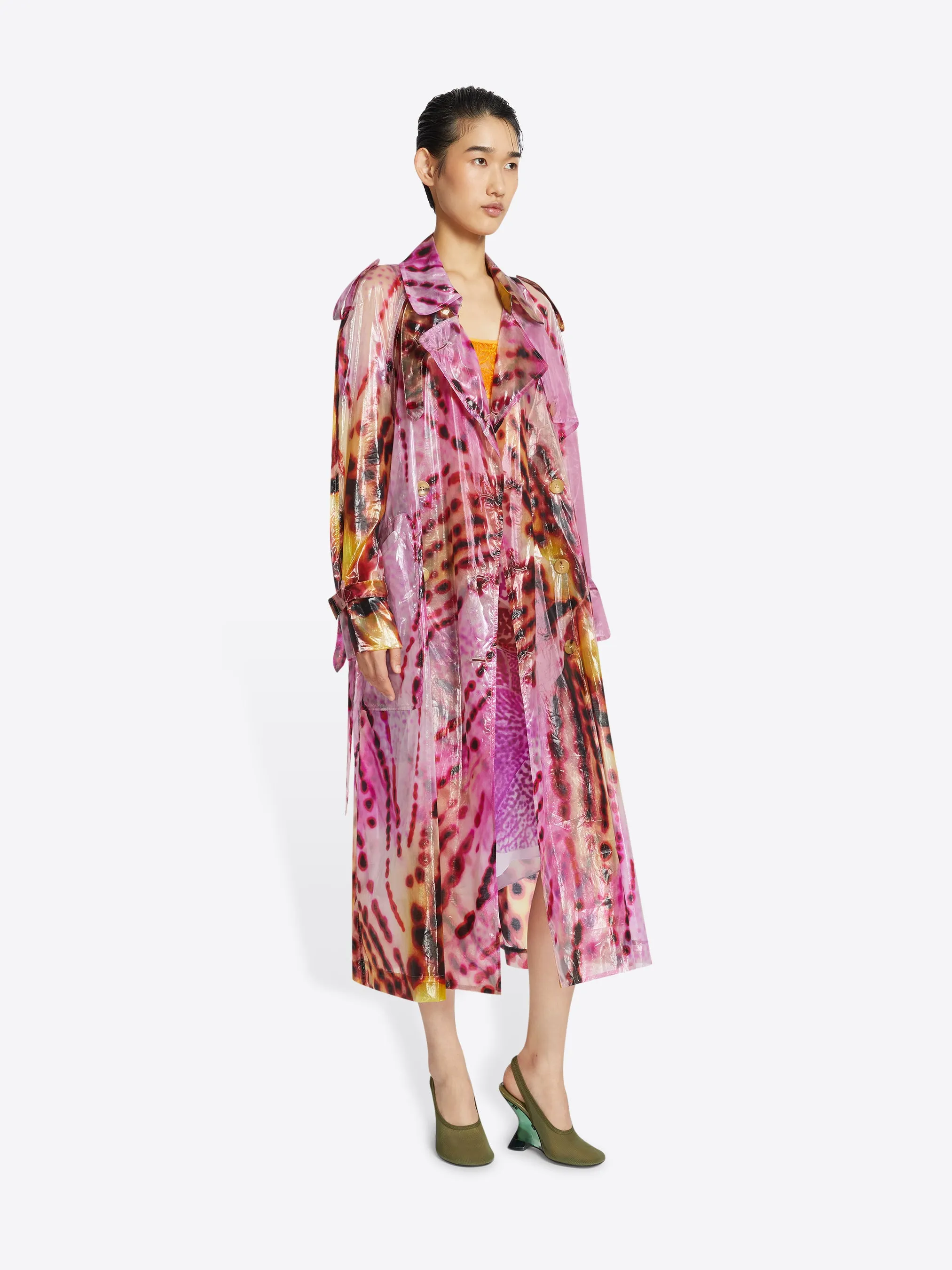 Printed trench coat