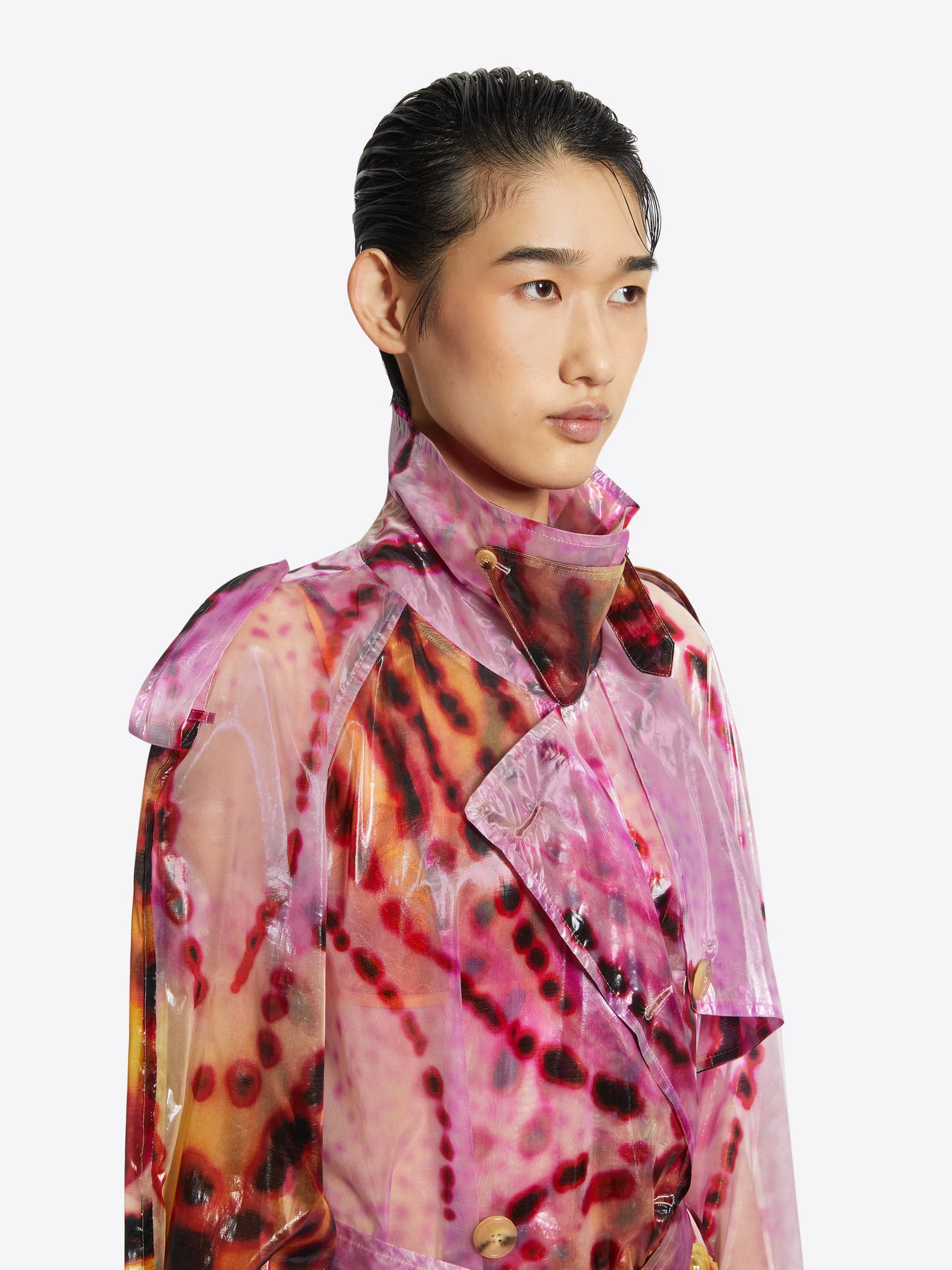 Printed trench coat