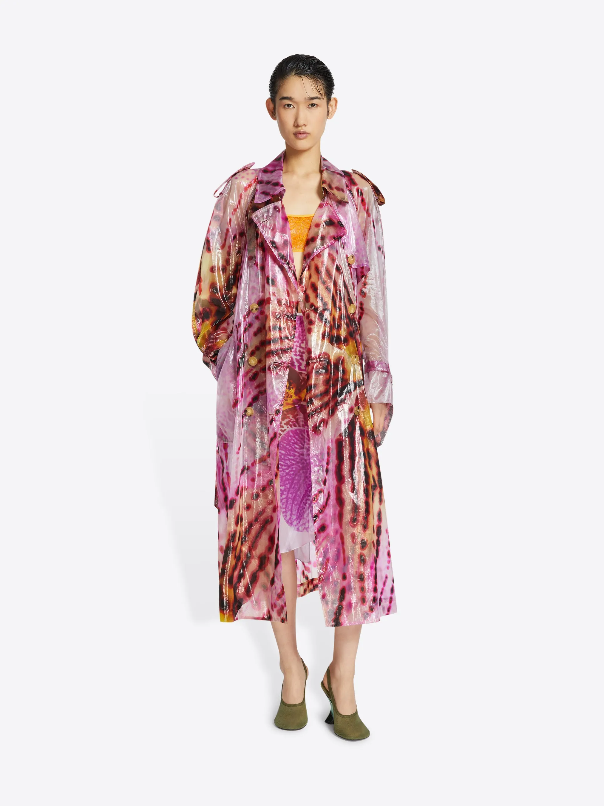 Printed trench coat
