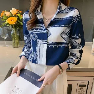 printing ladies shirts Women's Blouses Spring Autumn Long Sleeve Shirts Tops
